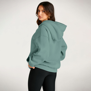 2025 moda personalizada mujer Casual ligero manga larga polar pulóver Sudadera con capucha mujer recortada Sudadera con capucha personalizada - Product Image 2