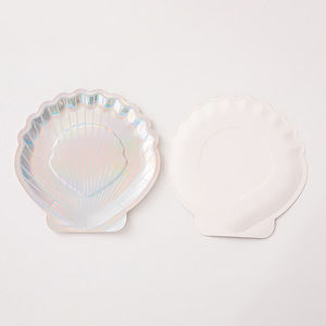Seashell Paper <strong>Plates</strong> <strong>Mermaid</strong> <strong>Party</strong> Supplies Glitter Iridescent Disposable <strong>Plates</strong> for Wedding Bridal Shower <strong>Party</strong> Decorations - Product Image 5
