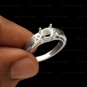 925 Sterling Solid Silver 6mm Pattern Pre Notched Semi Mount Blank Bezel Setting <b>Ring</b> Gemstone Resin <b>Ashes</b> Keepsake DIY Jewelry - Product Image 1