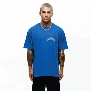 Camiseta de Hip Hop con hombros caídos para hombre de gran tamaño logotipo personalizado básico peso pesado 210g serigrafía 100% algodón puro - Product Image 1