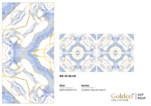 Carreaux vitrifiés brillants aspect marbre impérial doré 600x1200mm - Product Image 3