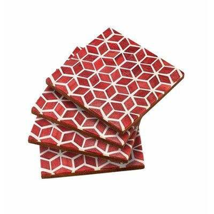 Sous-verres classiques indiens en incrustation d'os, écologiques, rouges et blancs, avec base en bois pour maisons contemporaines (noyer) - Product Image 1