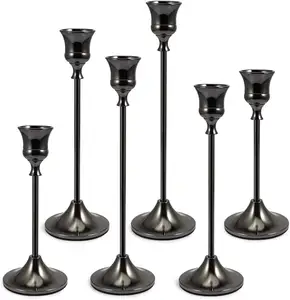black candlestick/Candlestick Holders Taper Candle Holders - Set of 3 Pearl Black Candle Sticks Holder/ long stem candle holders