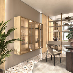 Modern Luxury Flat Deep Havana Kitchen Cabinets Italian Style Modular Wooden Kitchen Island Living Room Integrated Wall Unit Fur - Product Image 5