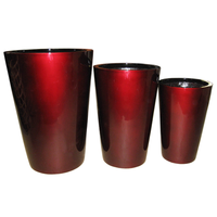 Lot de 3 pots de fleurs en fibre de verre légers, durables et écologiques, forme moderne, faible MOQ, gain de place, pour la décoration de la maison et du jardin