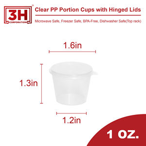 Vasos para soufflé con tapa abatible de 1 onza (2000 unidades), vasos de PP a prueba de fugas para salsas, delicateses y comida para llevar, recipientes de PP para alimentos - Product Image 2
