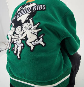 Vente en gros Logo personnalisé Chenille Broderie Patch Vert Couleur Laine Letterman Varsity College Vestes - Product Image 4