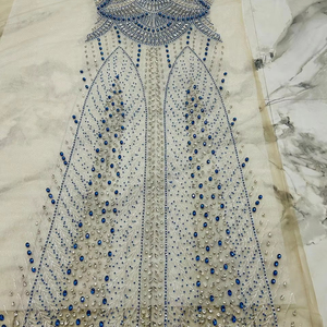 Meilleur prix 100% Polyester tissu perlé de luxe avec Zircon fait à la main fournisseur indien vêtements faisant tissé et motif de maille - Product Image 1