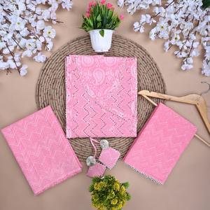 Costume traditionnel rose en coton non cousu avec soie Dupatta (SHKS1093) vêtements ethniques indiens doux sérigraphié Salwar - Product Image 1