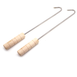 Thép Không Gỉ Thịt Móc Đặt Nhiệm Vụ Nặng Nề Bằng Gỗ-Xử Lý Butcher Cửa Hàng BBQ Nướng Thịt Chế Biến Thực Phẩm Nhà Bếp Xử Lý - Product Image 2