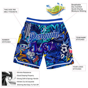 Pantalones cortos de gimnasio de secado rápido para hombre, diseño de grafiti artístico, cintura elástica, atléticos, baloncesto, Fitness, ropa deportiva, pantalones cortos de calle alta - Product Image 2