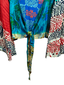 Ropa de playa Falda Top Ropa de Casa Sari corto Corbata de seda Top Mangas largas Regalo para su bata corta - Product Image 4