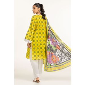 Traje Casual de 3 Piezas para Mujer, Color Verde, Estampado de Césped, para Verano, Decorado con Botones - Product Image 4