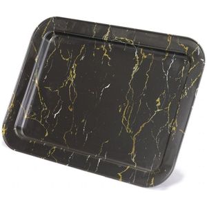 310x430mm Élégant Décoratif Antique Plateau De Service Rectangulaire Plateau Marbre Noir Fabriqué En Acier Marbre Naturel En Acier Inoxydable - Product Image 1