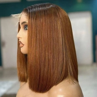 Peluca de Cabello Humano Liso con Raíz Negra y Degradado Marrón, Encaje Transparente HD 4x4 5x5, Línea de Cabello Natural, Sin Pegamento
