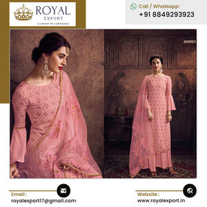 Ropa étnica Ropa DE BODA Lanzamiento Nueva presentación Faux Georgette Kurti Plazzo Set con trabajo de diamantes a buen precio - Product Image 4