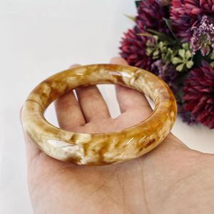 <b>Bangle</b> <b>Bracelet</b>, Natural Amber Cuff <b>Bracelet</b>, Orange and White Baltic Amber, 62 mm - Product Image 2