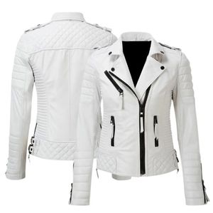 Veste en cuir pour femmes en PU à panneau doré à fermeture éclair personnalisée dernière conception avec service OEM couleur blanche - Product Image 1