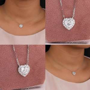 Moissanite diamant forme de coeur petit pendentif 925 argent sterling plaqué or pendentif à breloque prêt à expédier depuis l'inde - Product Image 5