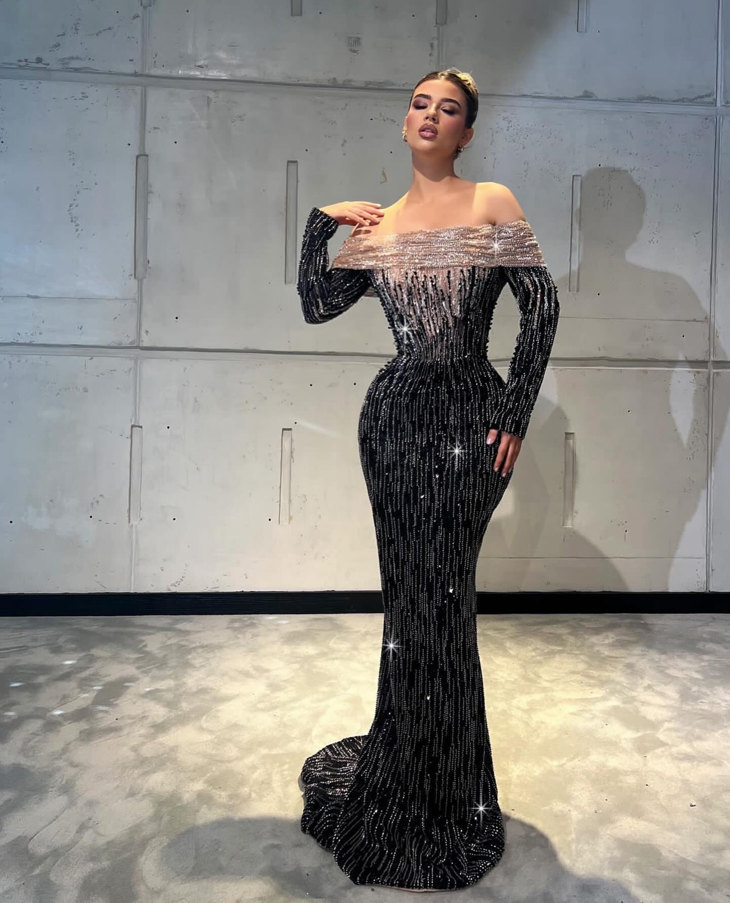 black beaded bride dress