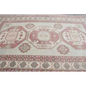 พรมตุรกีขนาด 7.3x11 ฟุต พรมวินเทจขนาดใหญ่ พรมลายอิคัตสีแดงเทา - Product Image 4