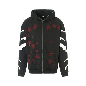 Top à la mode femmes personnalisé graphique imprimé avec strass coupe régulière fermeture éclair couverture complète coton polaire femmes fermeture éclair sweats à capuche - Product Image 1