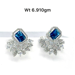 Joyería elegante Plata 925 Full Sparkling CZ Cubic Zircon Pave flor en forma de elegante perla grande Stud pendientes para mujer boda - Product Image 2
