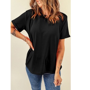 Precio al por mayor de alta calidad de peso pesado Vintage lavado liso mujeres Unisex personalizado Logo gráfico camiseta de gran tamaño de BD - Product Image 3