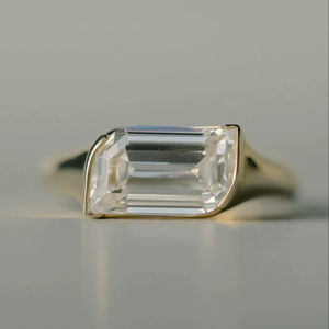 Ensemble bague de fiançailles demi-lunette Whisper de luxe Moissanite 14K or bijoux de mariage de mariée vente en gros directe OEM ODM exportation - Product Image 1