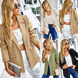 Trajes Formales de Oficina para Mujer, Corte Largo, Doble Botonadura con Decoración de Botones, Diseños Sólidos y Estampados - Product Image 6