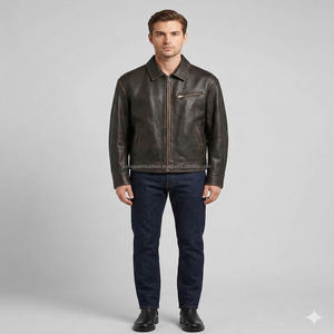 Chaqueta Bomber Marrón Envejecida Hecha a Mano, Estilo Retro, de Cuero Genuino de Vaca, Chaqueta de Motero con Acabado Antiguo para Hombre, Abrigo de Invierno - Product Image 5