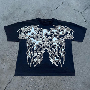 T-shirt graphique bleu, design oversize, streetwear, tee-shirt en coton, haut décontracté, mode - Product Image 5