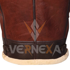 Haute qualité à la mode hiver chaud en peau de mouton gilet fausse fourrure en cuir véritable peau de mouton respirant sans manches toile vêtements d'extérieur - Product Image 4