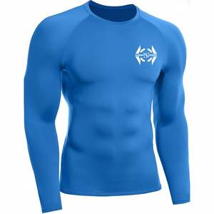 Équipement d'entraînement de combat MMA de bonne qualité, conception de logo personnalisée, manches longues, col rond, spandex/polyester, UPF50+, antibactérien, séchage rapide - Product Image 1