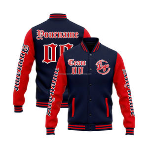 Concept créatif Veste universitaire personnalisée en laine et cuir Marque unique avec broderie sur le devant Col montant Logo Modèle MCACVJ-205 - Product Image 1