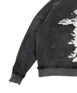 OEM personalizado Heave peso 500 GSM francés Terry hombres Vintage lavado mangas raglán parche bolsillo completo cremallera Sudadera con capucha - Product Image 3