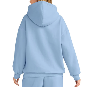2025 meilleure vente personnalisé OEM écologique décontracté hiver chaud femmes survêtement ensemble bleu clair 100% coton polaire - Product Image 2