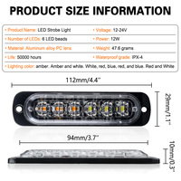 Feux stroboscopiques à LED super lumineux, étanches, 12V - 24V, d'urgence, 6 LED, pour véhicules, camions, voitures, fourgonnettes, remorques