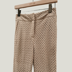 Pantalon Offre Spéciale femme NADIA PANTALON ÉVASÉ Jambes légèrement évasées Tissu en treillis rustique Vêtements décontractés pour femmes Étiquetage privé - Product Image 5