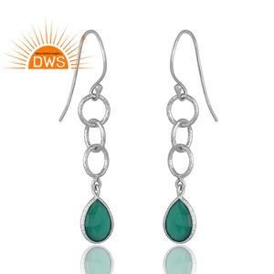 Hot Selling 925 Sterling Silver Natural <b>Green</b> Onyx Gemstone Dangle Earring Custom Design Jewelry For Women Gift For Her - Product Image 3