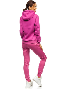 Conjunto de chándales fucsia vibrante Sudaderas con capucha y joggers en blanco con estilo Salidas casuales perfectas Estilo de vida activo y cómodo - Product Image 3