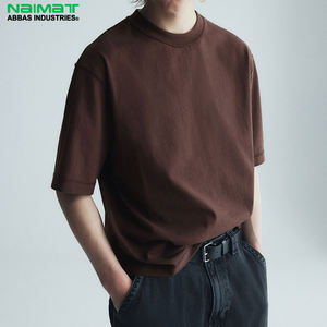 Camiseta de tendencia de gran tamaño informal transpirable de algodón 100% de peso pesado para hombres patrón sólido logotipo de alta calidad Digital personalizado - Product Image 3