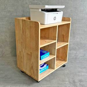 Minimalist Wooden <b>Shelf</b> with Wheels TCN68027 for Printers and Office Documents - Product Image 5