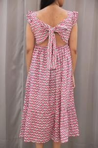 Pure Cotton Long Maxi Dress with Hand Block Print Floral Pattern Back Logo Summer Sleeveless Daywear <b>Outfit</b> Pretty Indian Style - Product Image 3