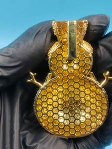 Pendentif unique en forme de bonhomme de neige glacé plaqué or, diamant rond en moissanite avec argent 925, bijoux hip-hop fins, pendentifs et breloques - Product Image 6