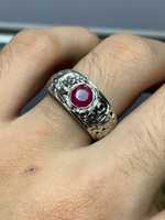 Bague pour femme en argent sterling 925 de haute qualité avec rubis naturel et pierre Yagooq véritable, faite à la main, tendance