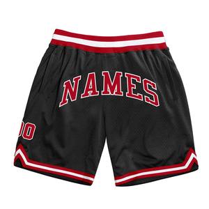 Industrie Direct Engro Sportswear Cómodo personalizado Negro Rojo-Blanco Auténtico Throwback Basketball Shorts - Product Image 1