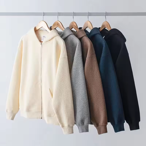 Sweat à capuche unisexe grande taille avec fermeture éclair, tricot gaufré épais 400 g/m², personnalisable avec logo – Collection Printemps 2026 - Product Image 2