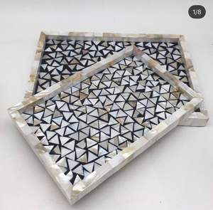 Bandejas de Servir Rectangulares Modernas, Hechas a Mano con Incrustaciones de Resina de Madreperla, Ecológicas, Tamaño y Color Personalizables para Hoteles y Restaurantes - Product Image 2