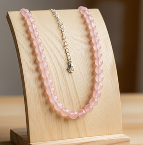 Comprar collar de cuarzo rosa Unisex 18 pulgadas anudado a mano Plata 925 Cerradura 14K chapado en oro Diseño de moda Cuentas de plata 925 - Product Image 1